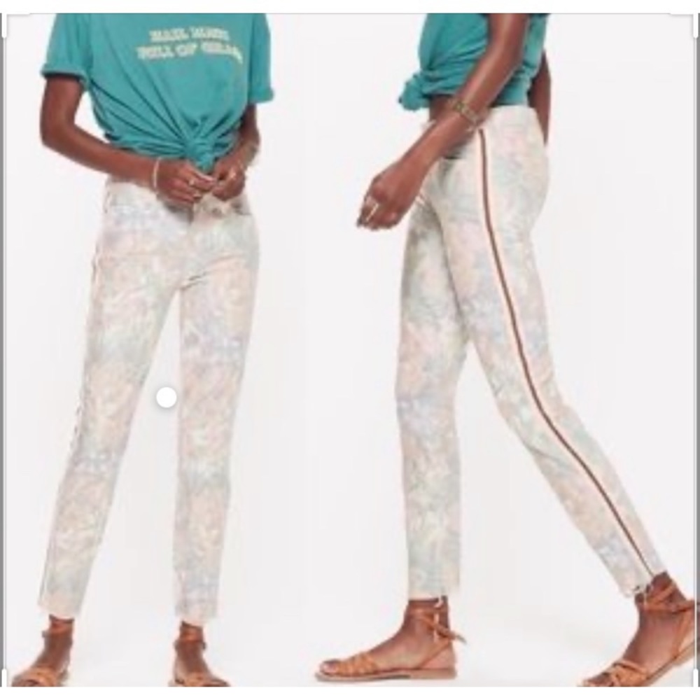 Mother Looker Ankle Fray Floral Racer Jeans